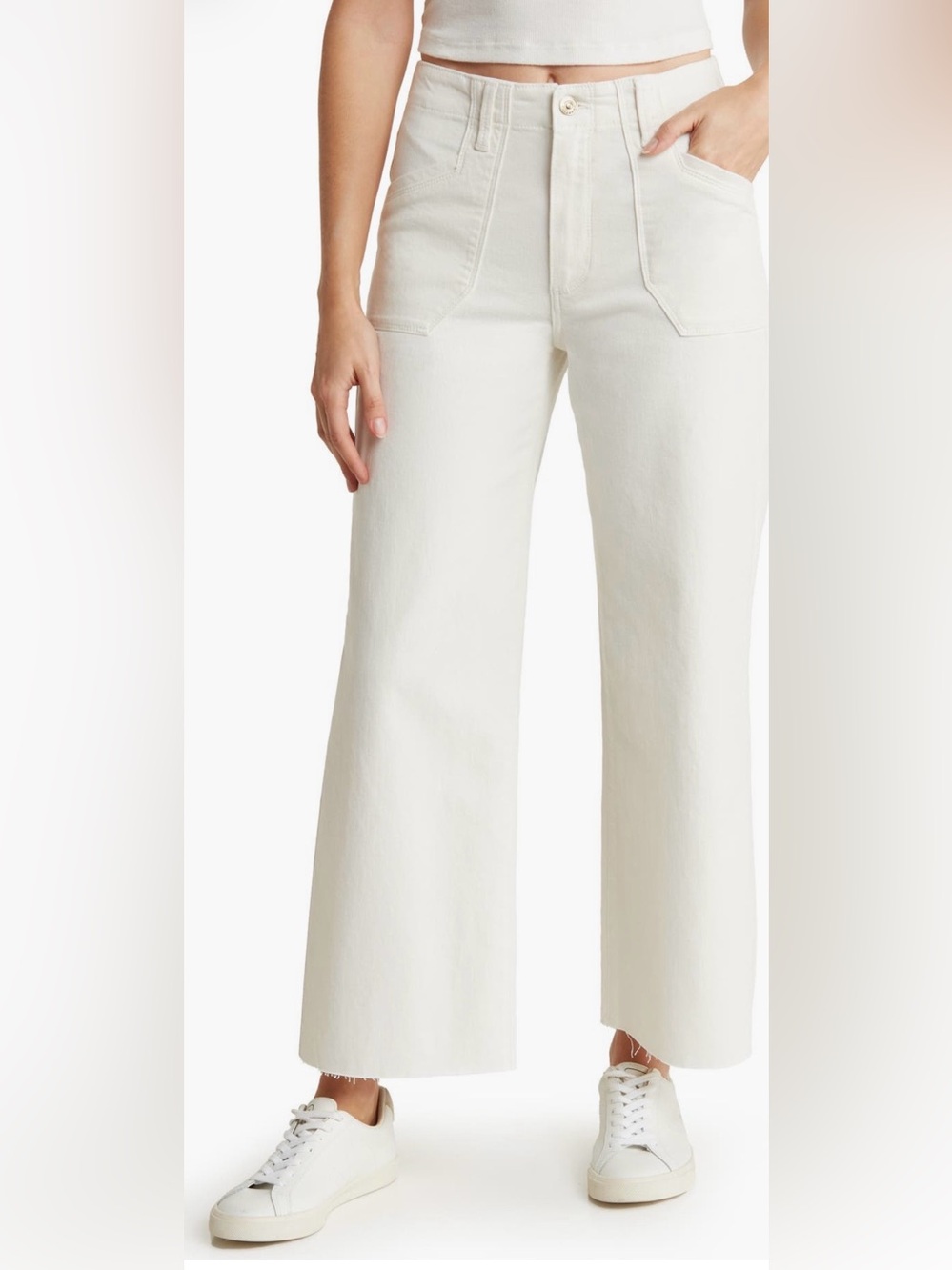 PAIGE Anessa Utility High Rise Crop Wide Leg Jeans